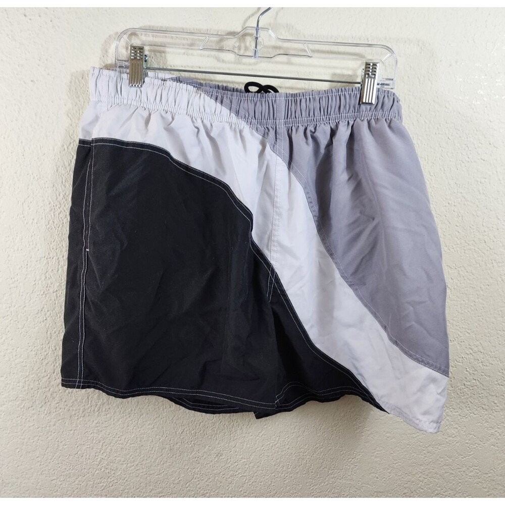 Carnival Cruise Line Mens XL Gray Striped Colorblock Swim Trunks Board Shorts